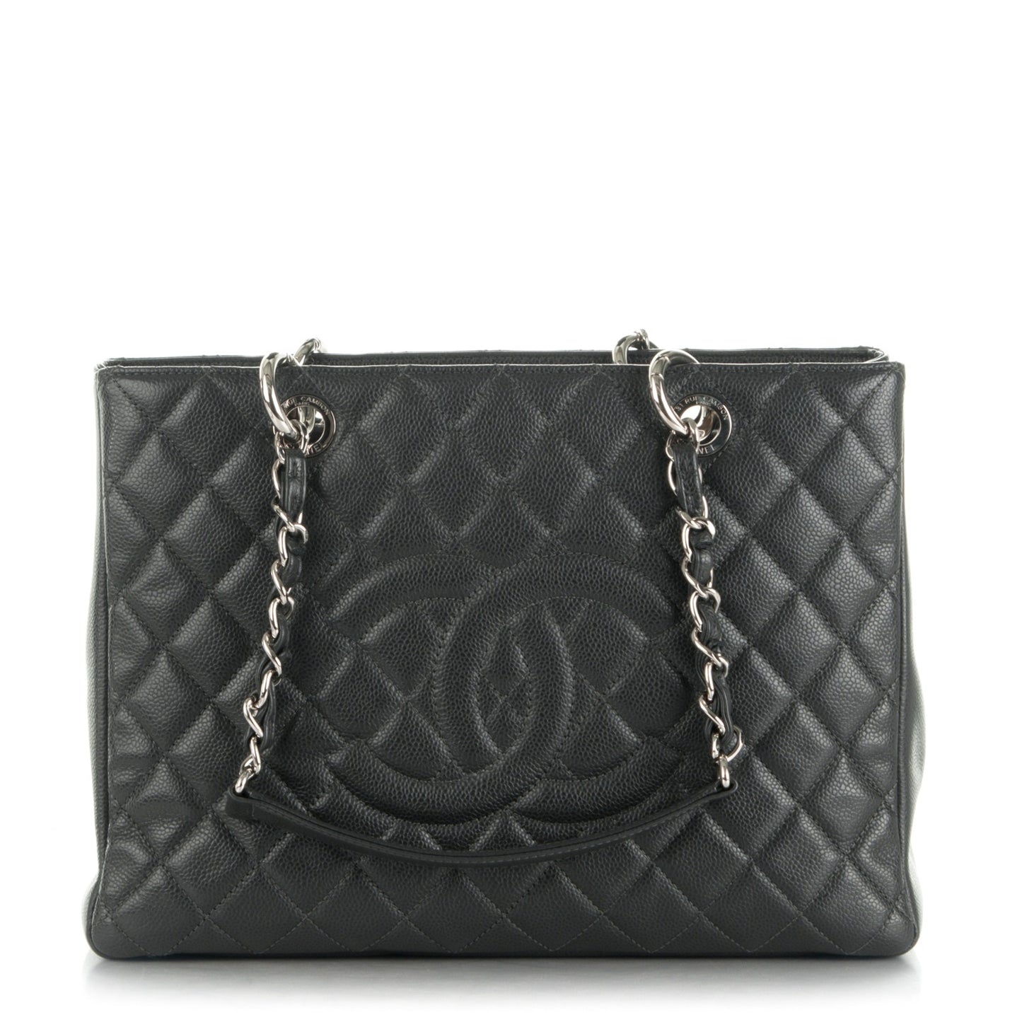 Caviar Quilted Grand Shopping Tote GST Dark Grey