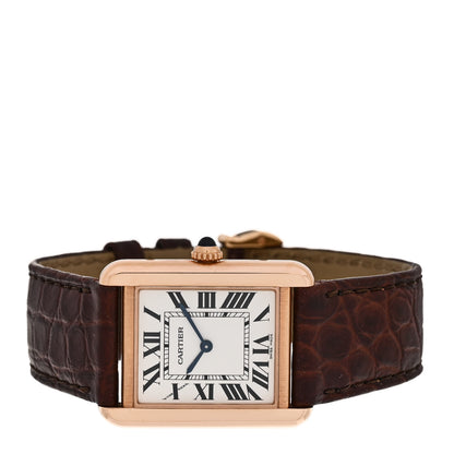 Cartier Stainless Steel 18K Pink Gold Alligator 24mm Tank Solo Quartz Watch Brown 2 of 5