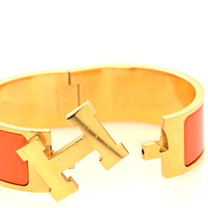Hermes Enamel Wide Clic Clac H Bracelet GM Orange 4 of 6