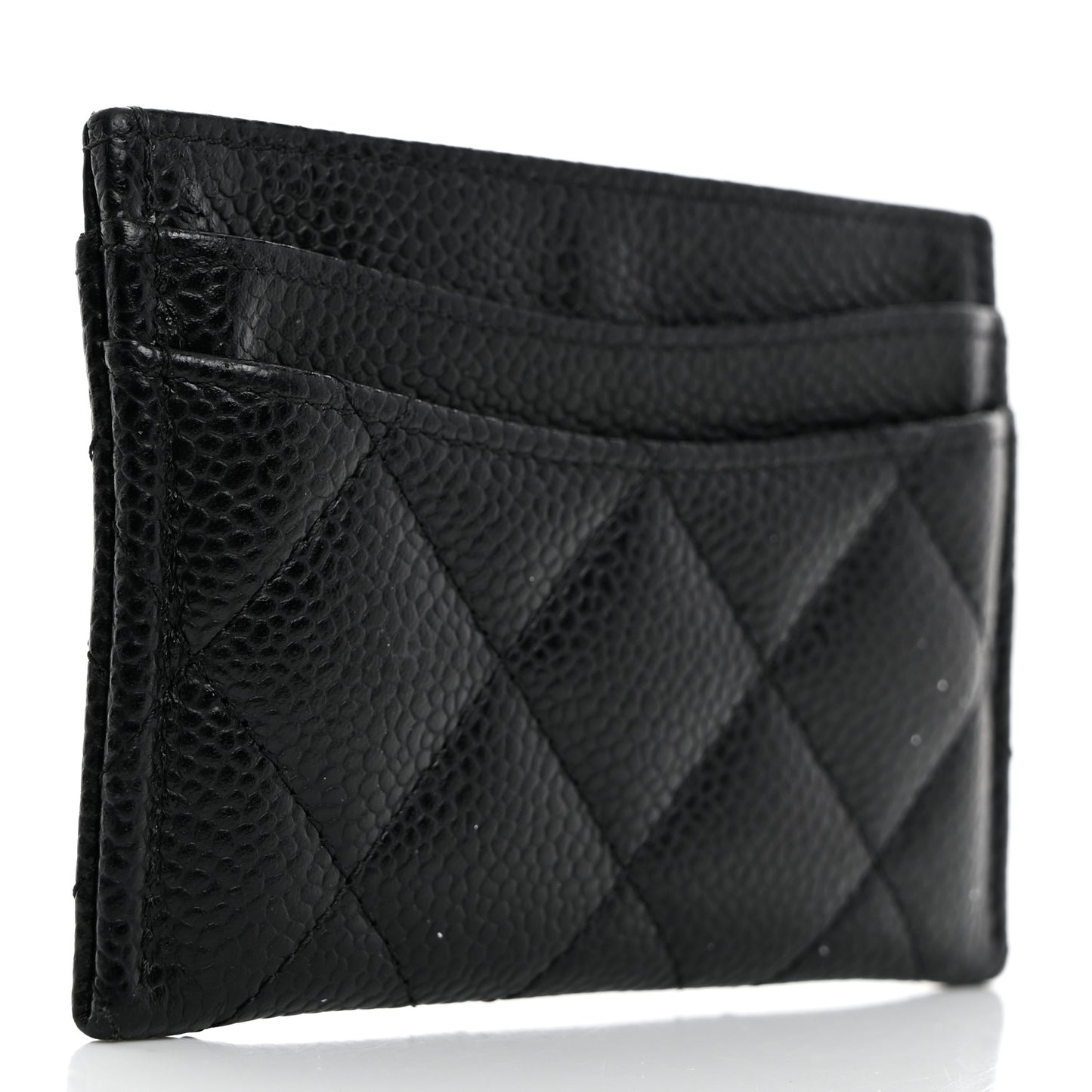 Caviar Quilted Card Holder Black