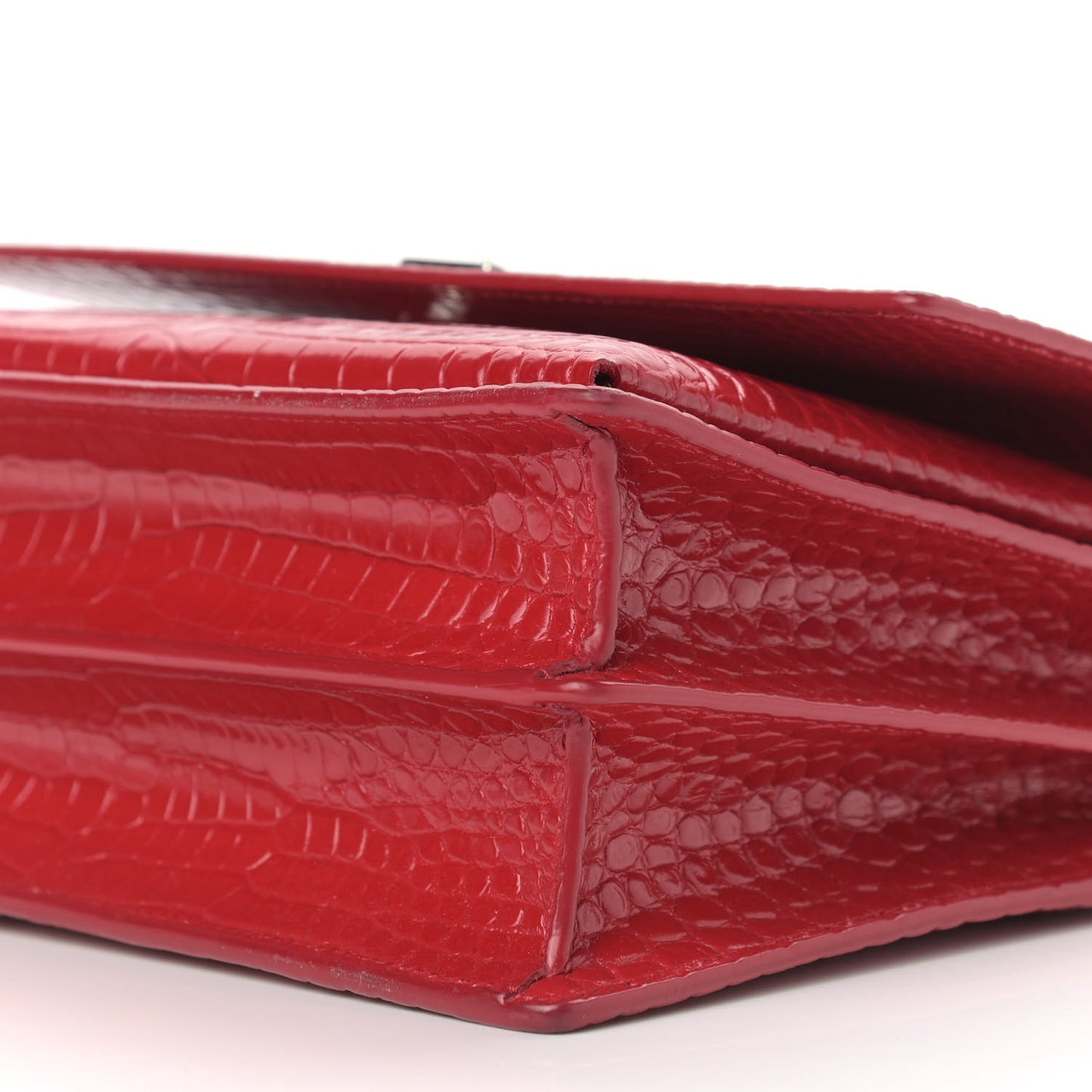 Calfskin Crocodile Embossed Medium Monogram Sunset Rouge Eros