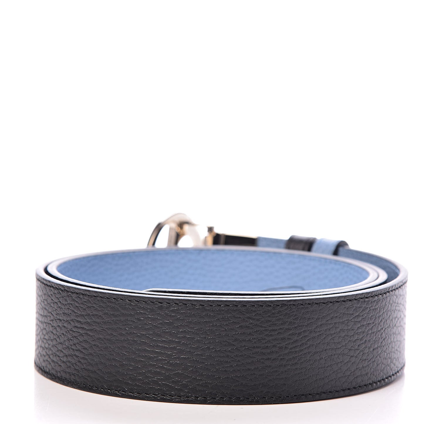 Dollar Calfskin 1973 Reversible Belt 105 42 Black Mineral Blue