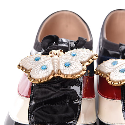 Gucci Patent Calfskin Crystal Womens Web Falacer Sneakers 40 Black 9 of 10