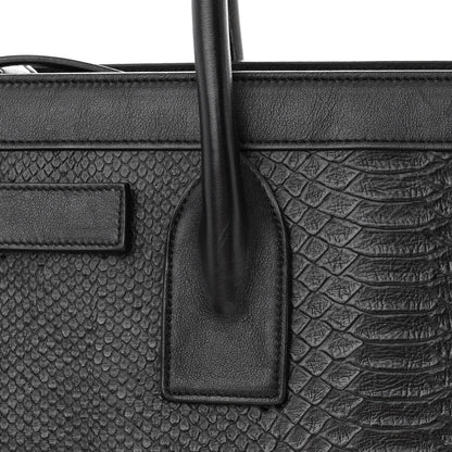 Saint Laurent Python Calfskin Embossed Small Sac de Jour Black 17 of 17