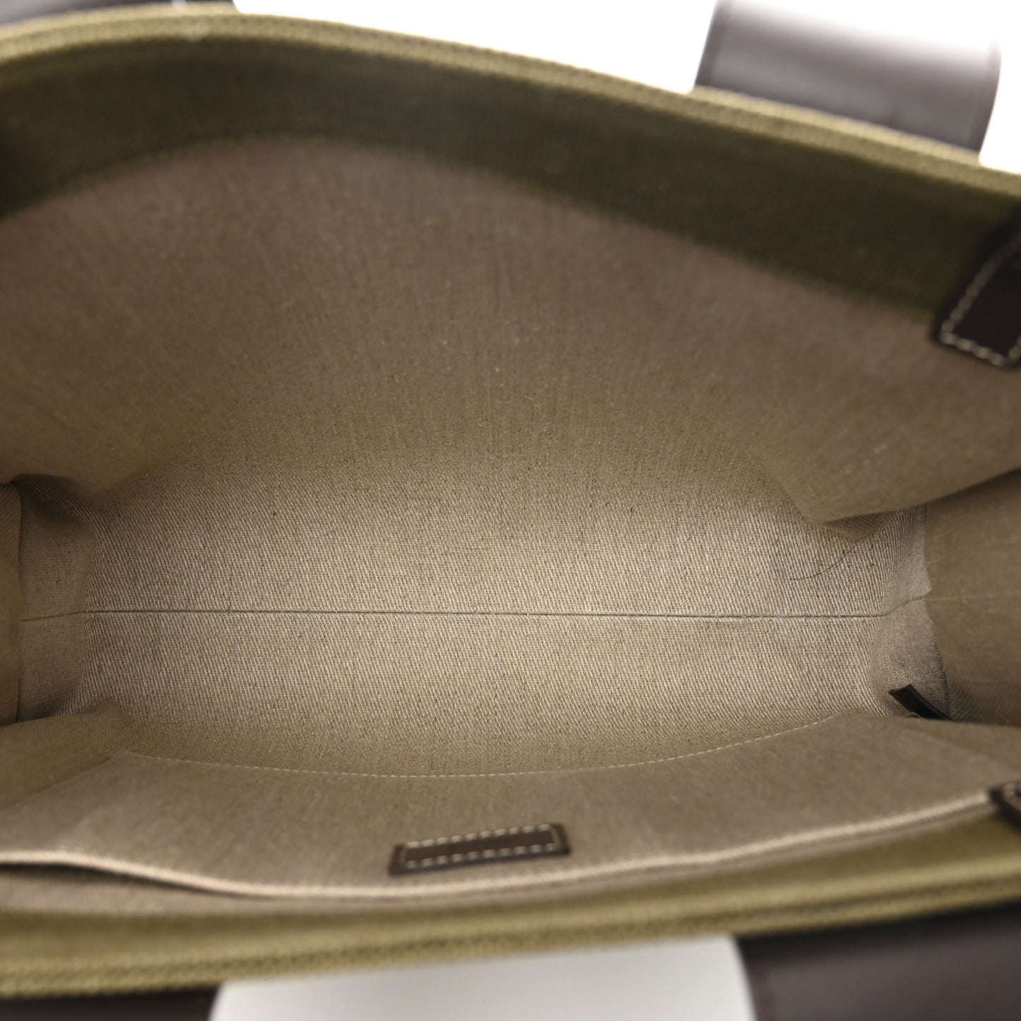 Linen Calfskin Medium Woody Tote Warm Green