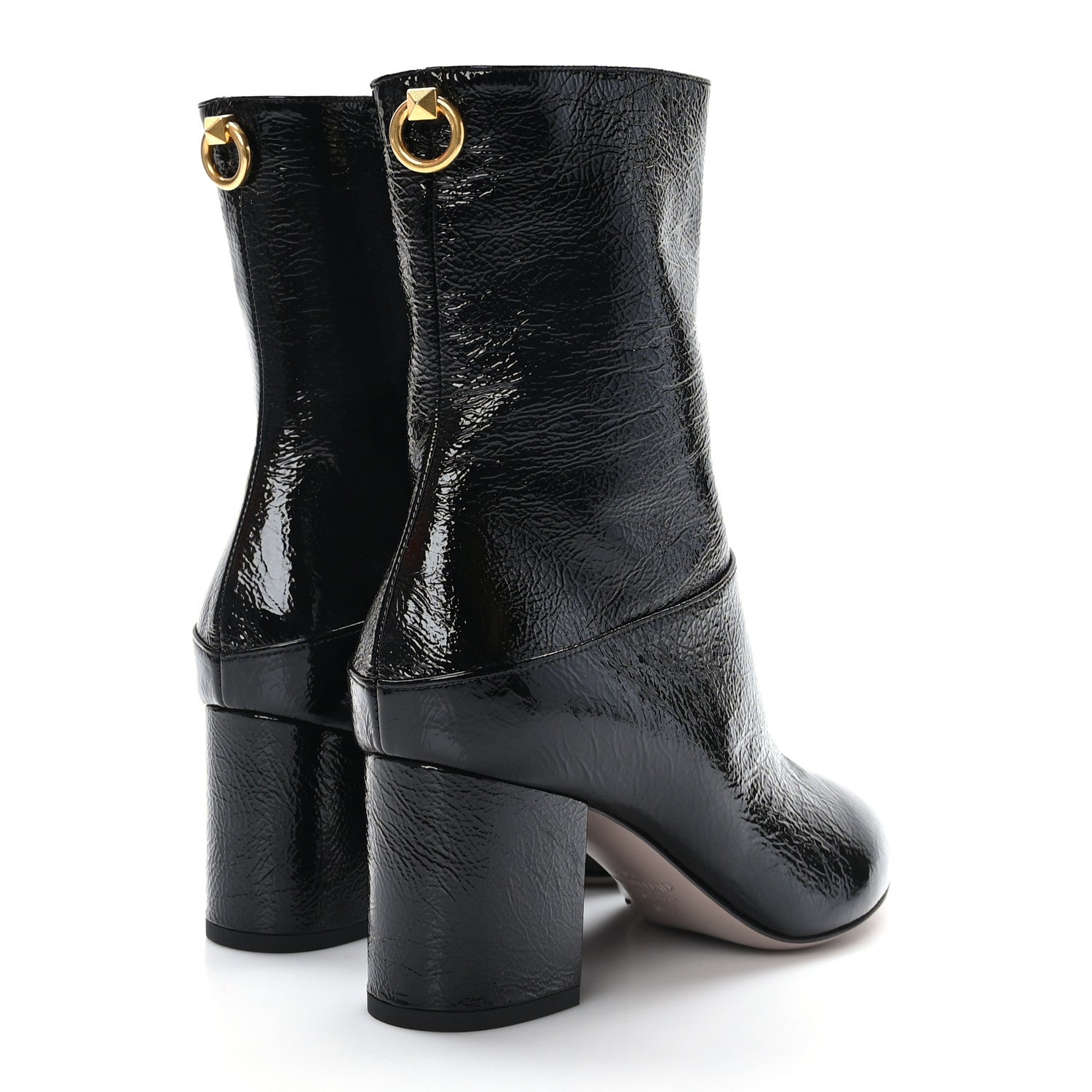 Valentino Garavani Crinkled Patent Ankle Boots 36.5 Black 4 of 8