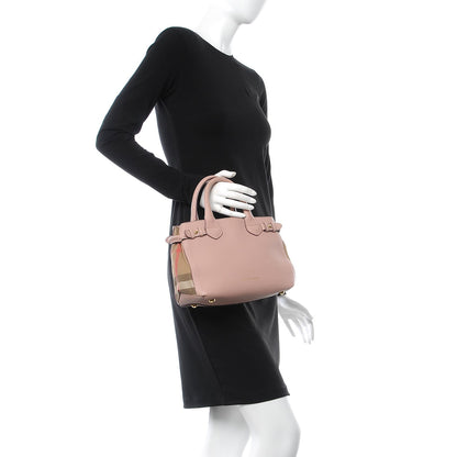 Burberry Grainy Calfskin House Check Small Banner Tote Pale Orchid 3 of 13