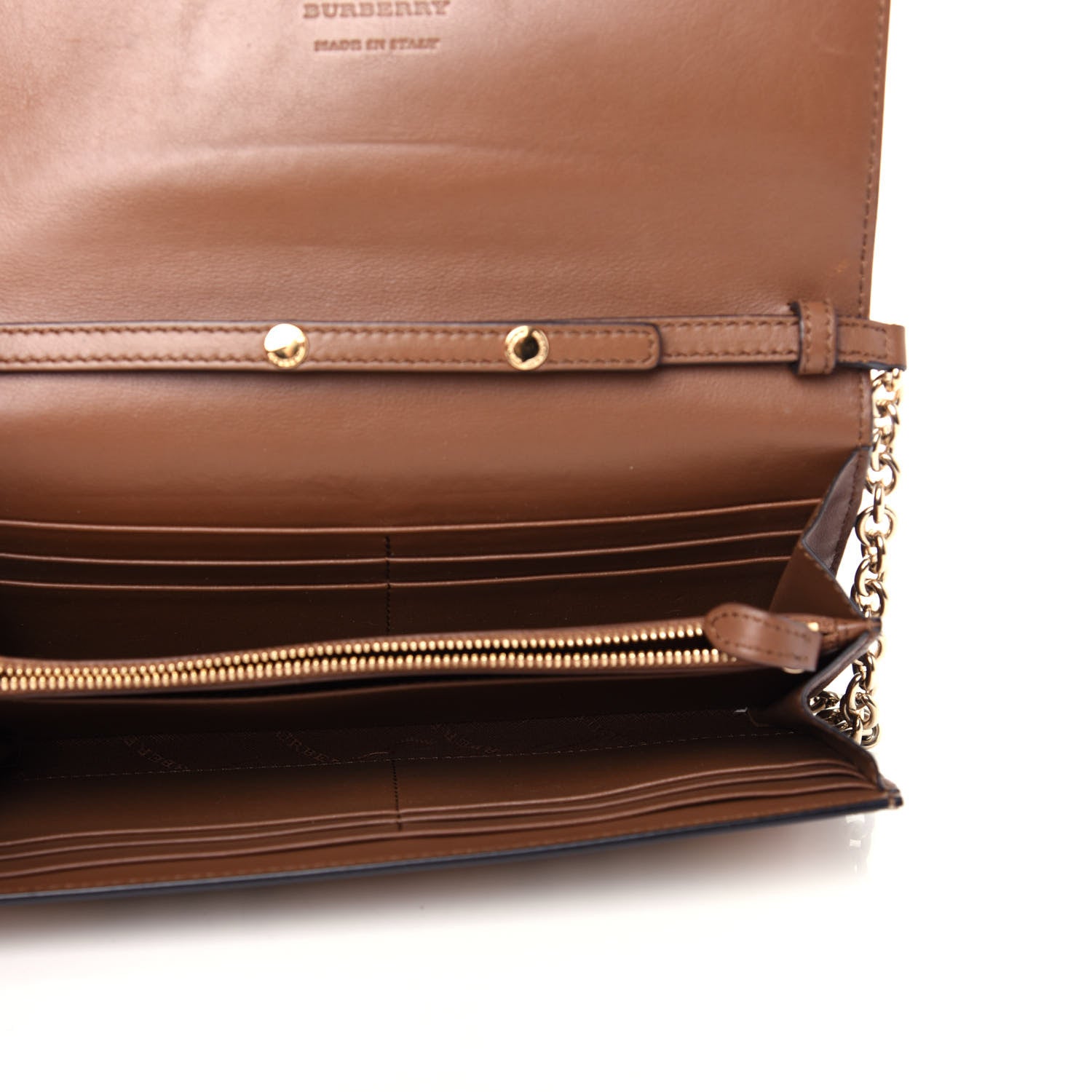 Burberry Derby Calfskin House Check Henley Wallet On Chain Tan 5 of 9