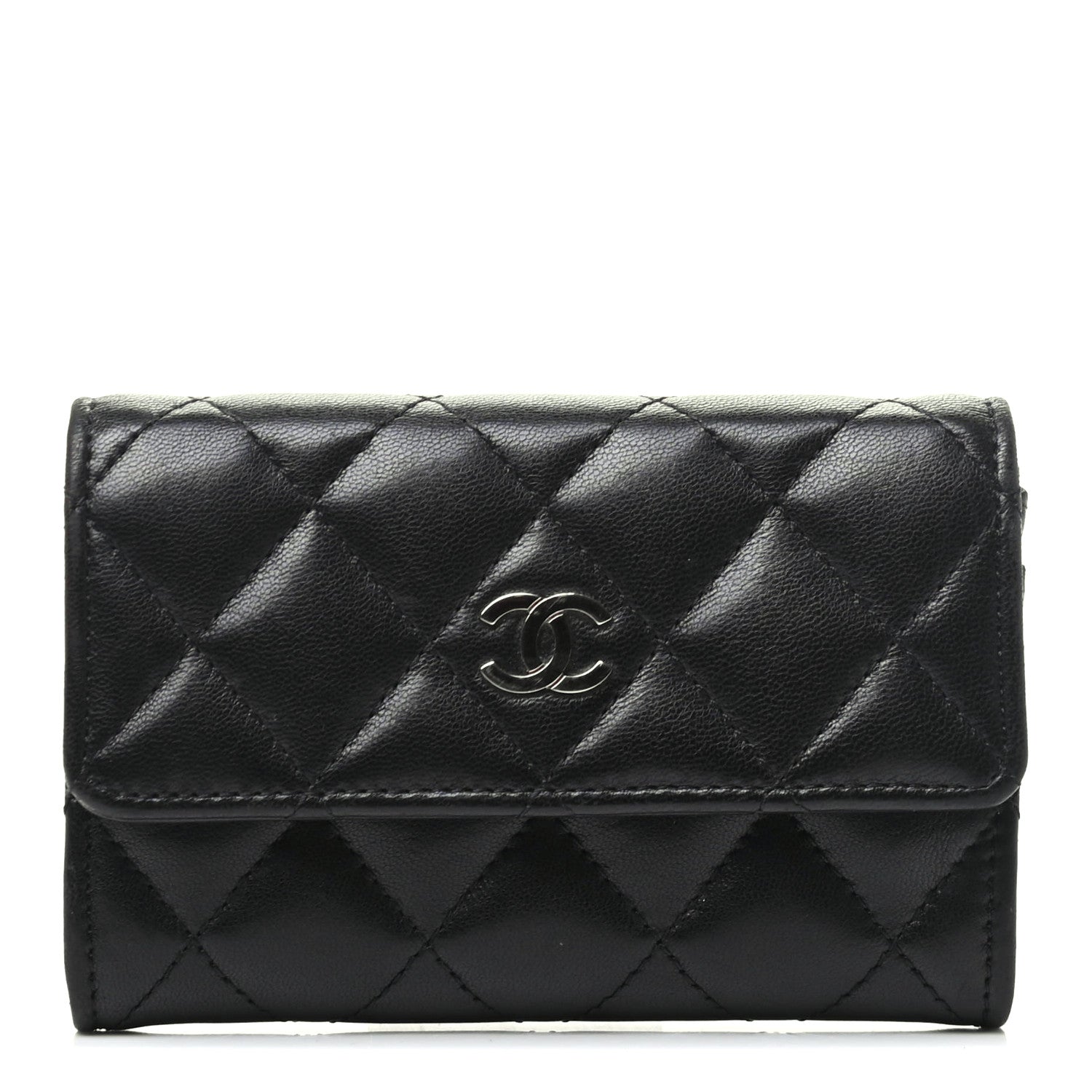 Chanel Lambskin Quilted Flap Card Holder Black 1 of 9