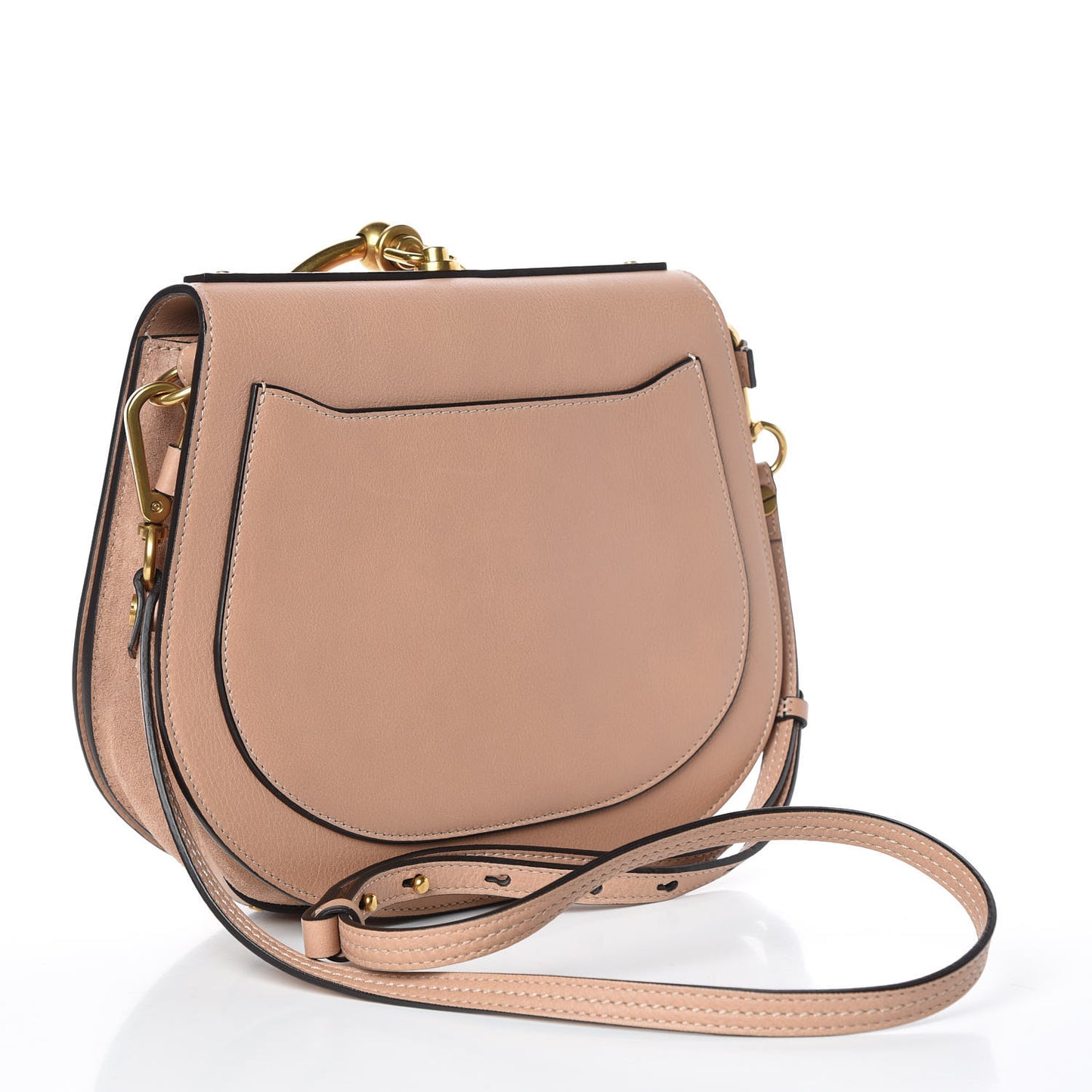 Calfskin Suede Medium Nile Bracelet Bag Biscotti Beige