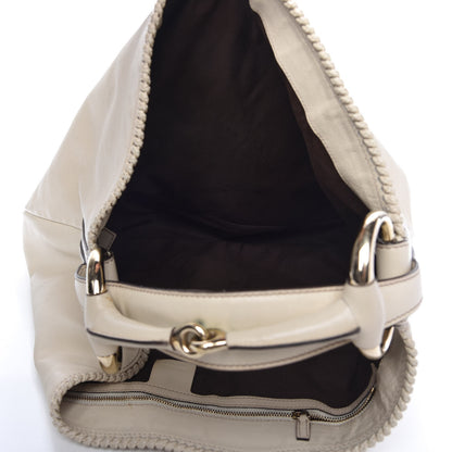 Gucci Calfskin Large Horsebit Chain Hobo Ivory 5 of 14