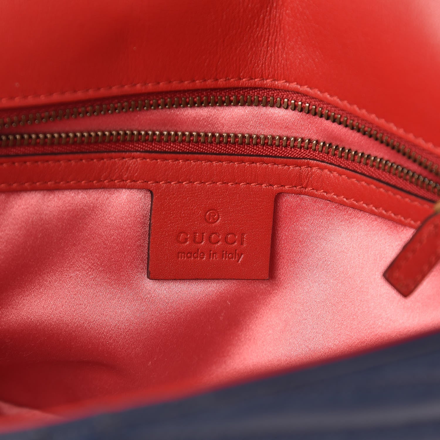 Gucci Calfskin Matelasse Tri-Color Small GG Marmont Shoulder Bag Red White Blue 6 of 12