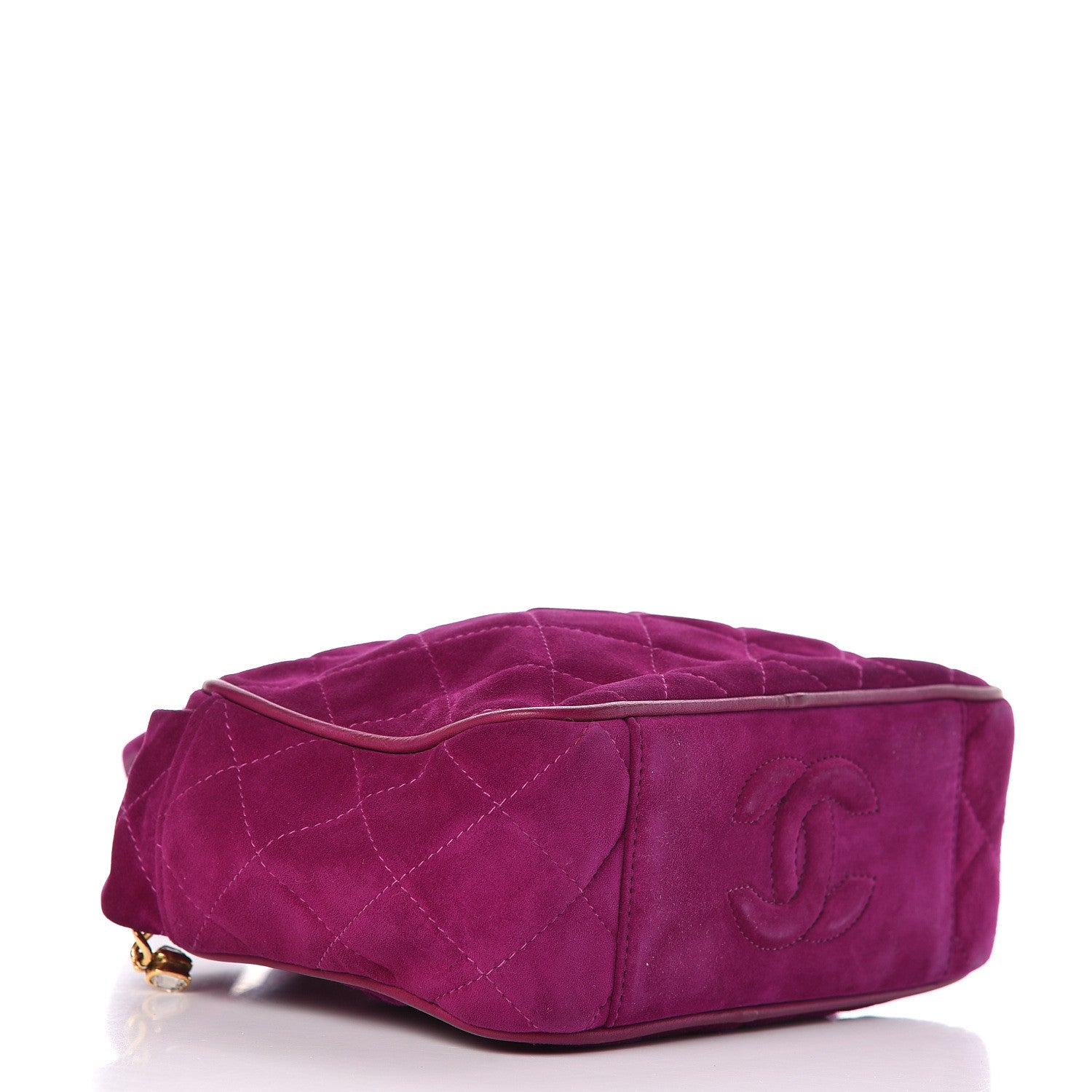 Chanel Suede Quilted CC Camera Crossbody Purple 4 of 13