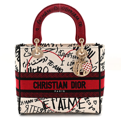 Christian Dior Canvas Medium DiorAmour Graffiti Lady D-Lite Latte 1 of 10