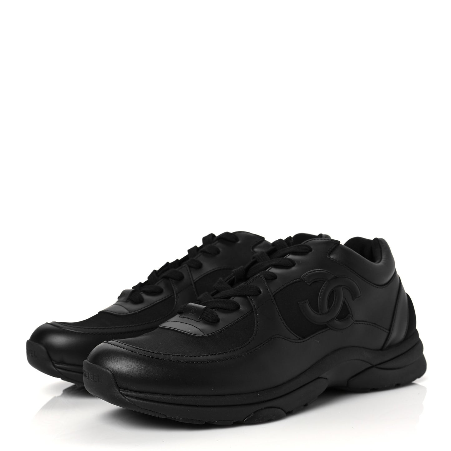 Fabric Calfskin Suede Mens CC Sneakers 45 Black