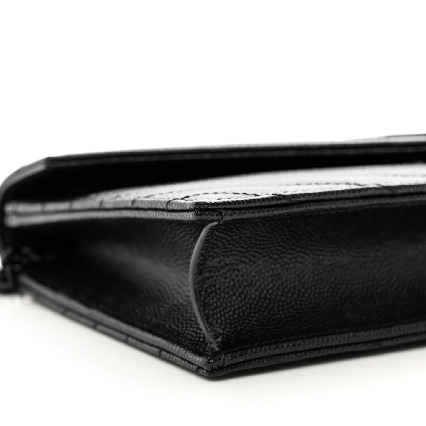 Grain De Poudre Matelasse Chevron Monogram Monochrome Envelope Chain Wallet Black