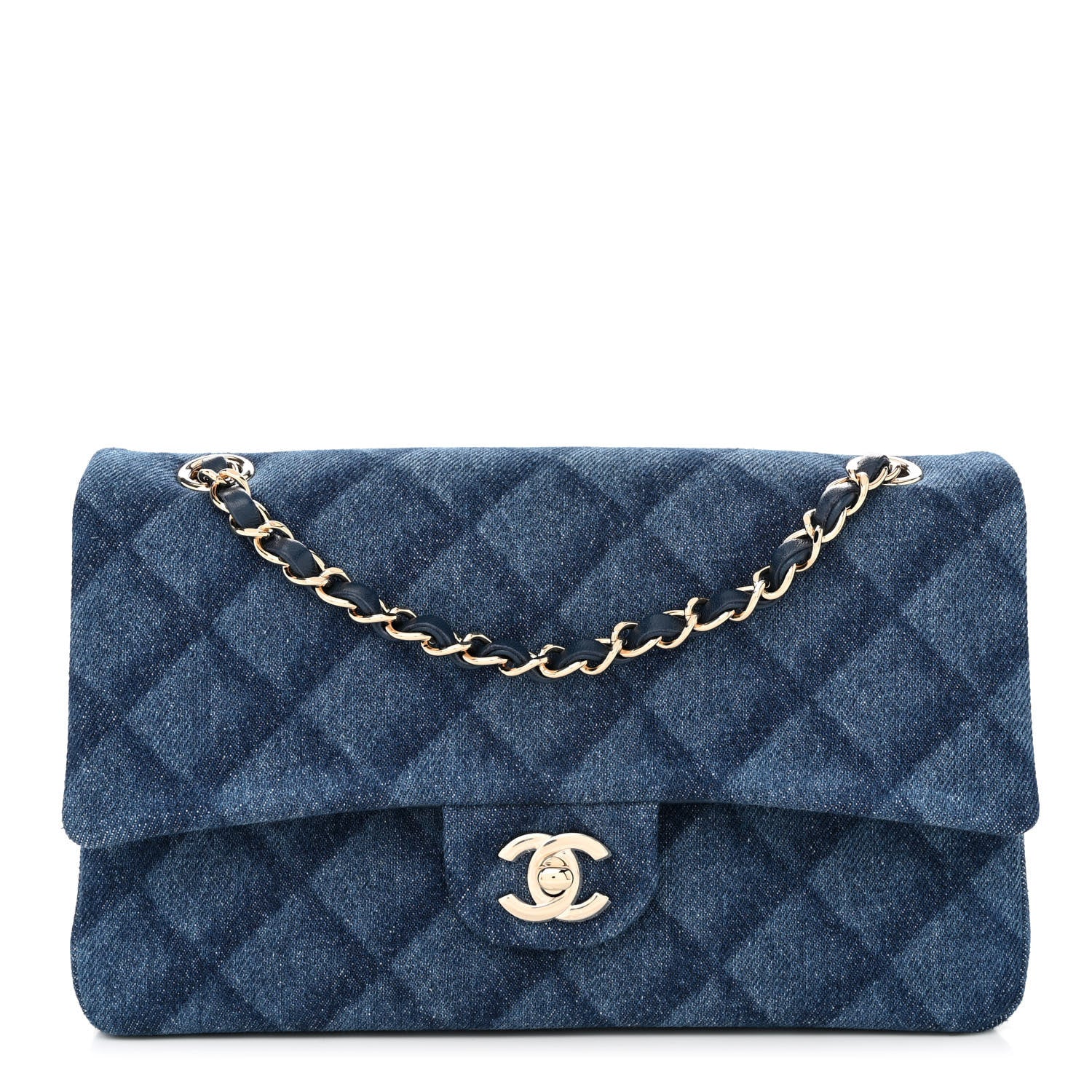 Chanel Printed Denim Quilted Medium Double Flap Dark Blue 1 of 10