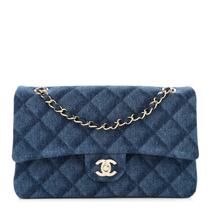 Chanel Printed Denim Quilted Medium Double Flap Dark Blue 1 of 10