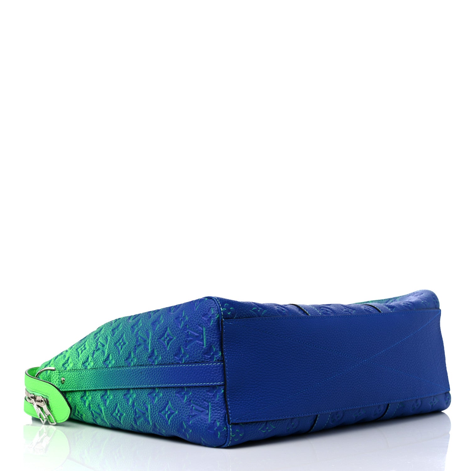 Louis Vuitton Taurillon Illusion Keepall Tote Bleu Vert 4 of 9