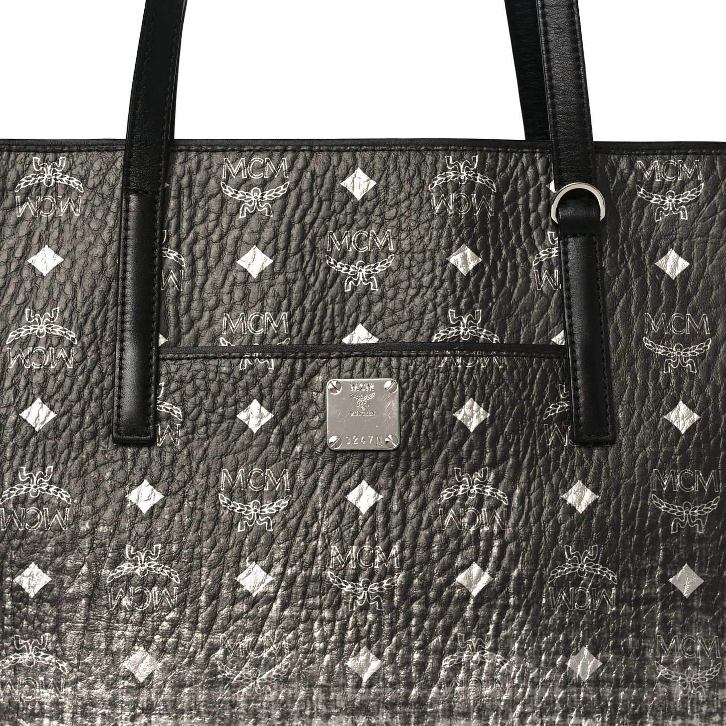 Visetos Anya Zip Top Shopper Tote Black Silver