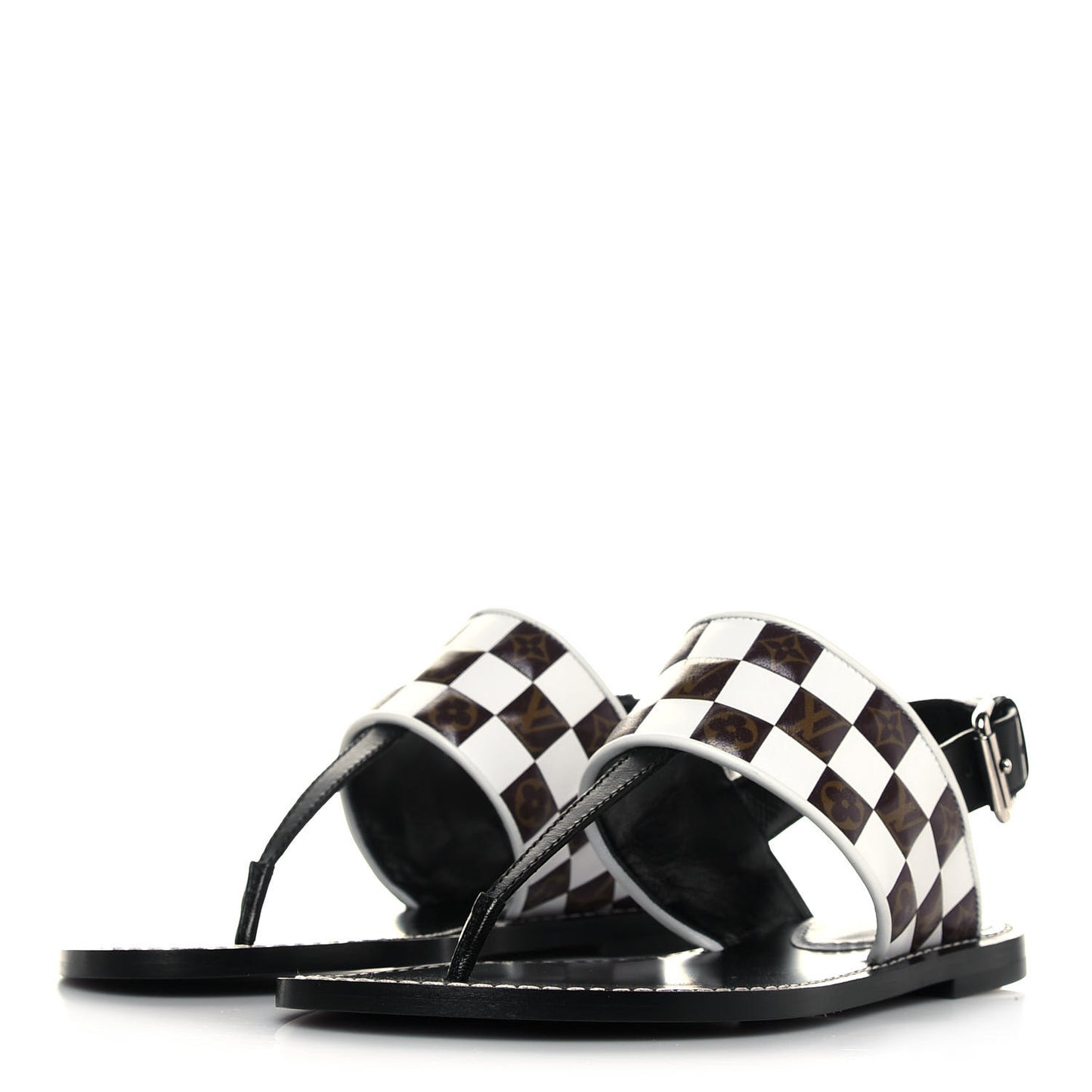 Monogram Calfskin Matchmake Flat Thong Sandals 36 Black