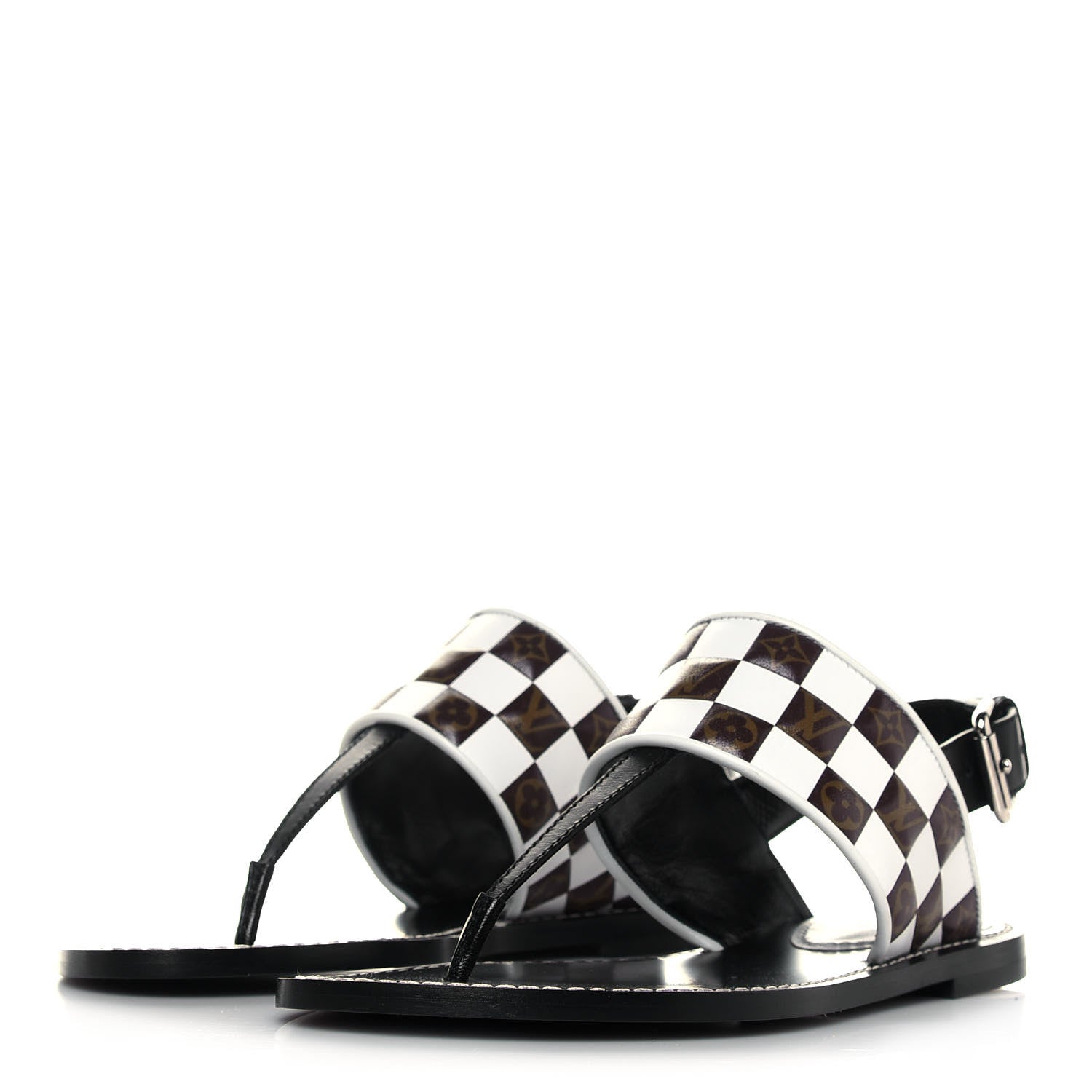 Louis Vuitton Monogram Calfskin Matchmake Flat Thong Sandals 36 Black 3 of 9