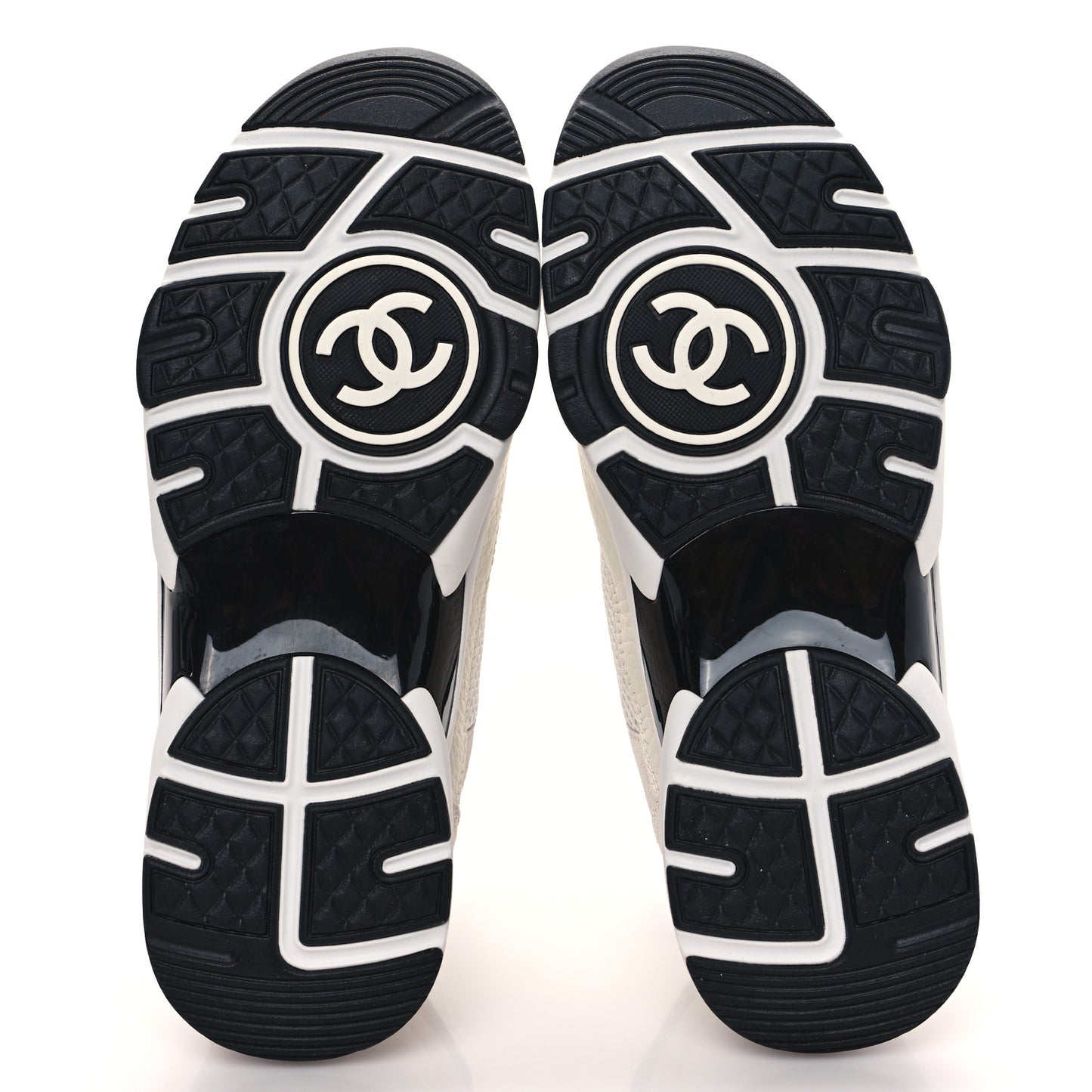 Mesh Suede Calfskin Grained Calfskin Womens CC Sneakers 37 White Black