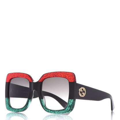 Gucci Square Frame GG0083S Sunglasses Glitter Red Black Green 1 of 7