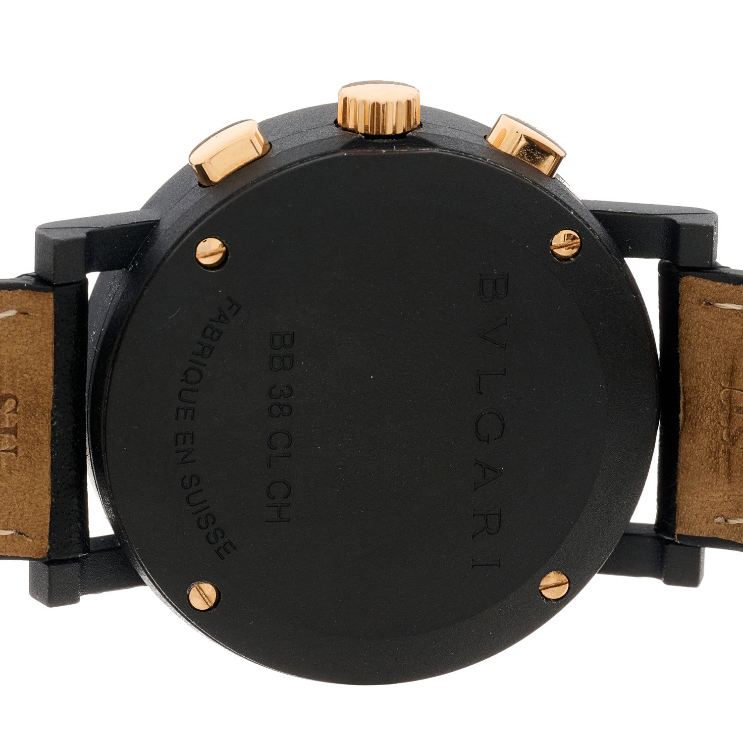 Bulgari Carbon 18K Rose Gold Calfskin 38mm Carbongold Marbella Quartz Watch Black 4 of 4