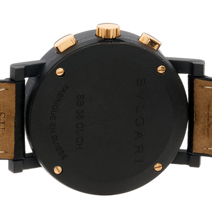 Bulgari Carbon 18K Rose Gold Calfskin 38mm Carbongold Marbella Quartz Watch Black 4 of 4