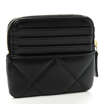 Chanel Lambskin Quilted Chanel 19 Zip Card Holder Wallet Black 3 of 7