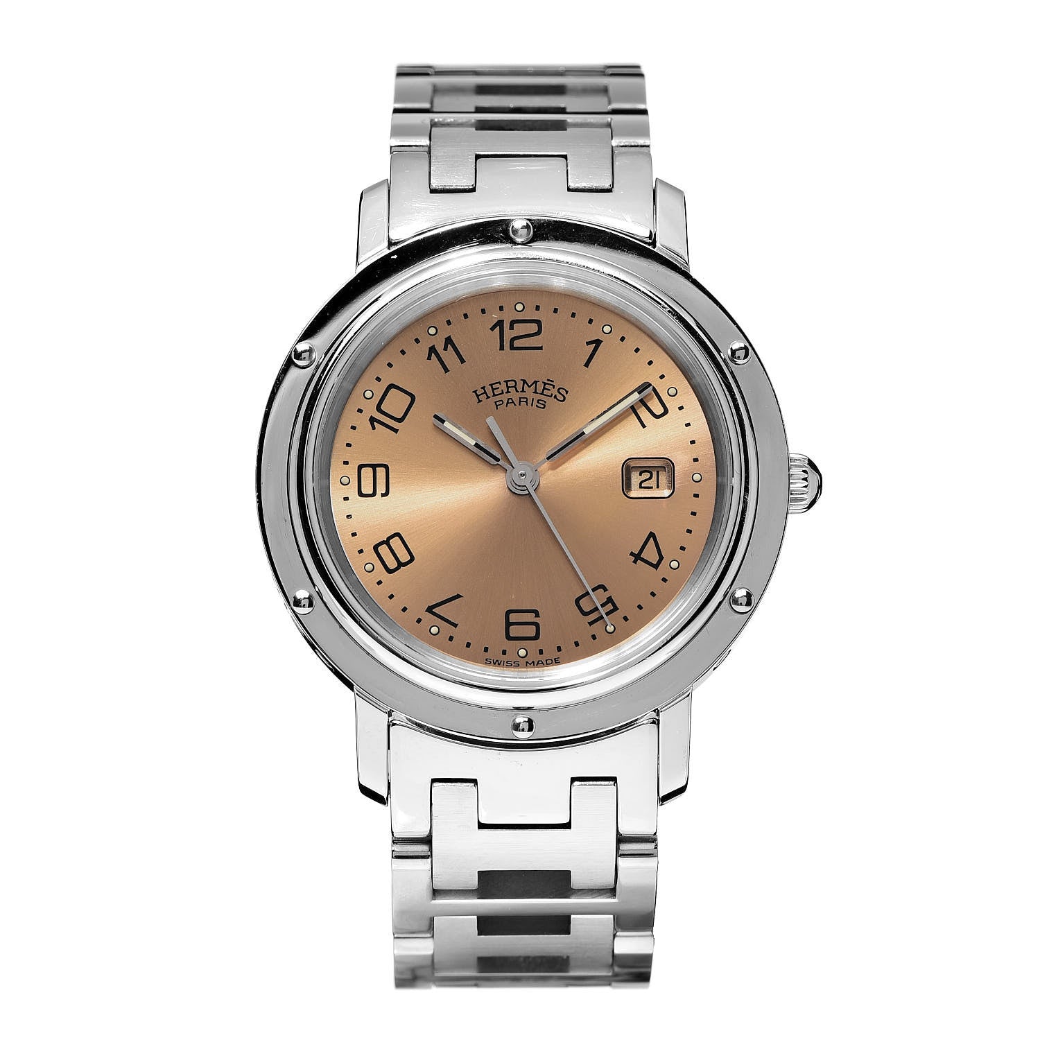 Hermes Stainless Steel 31mm Clipper Quartz Watch Orange 1 of 6