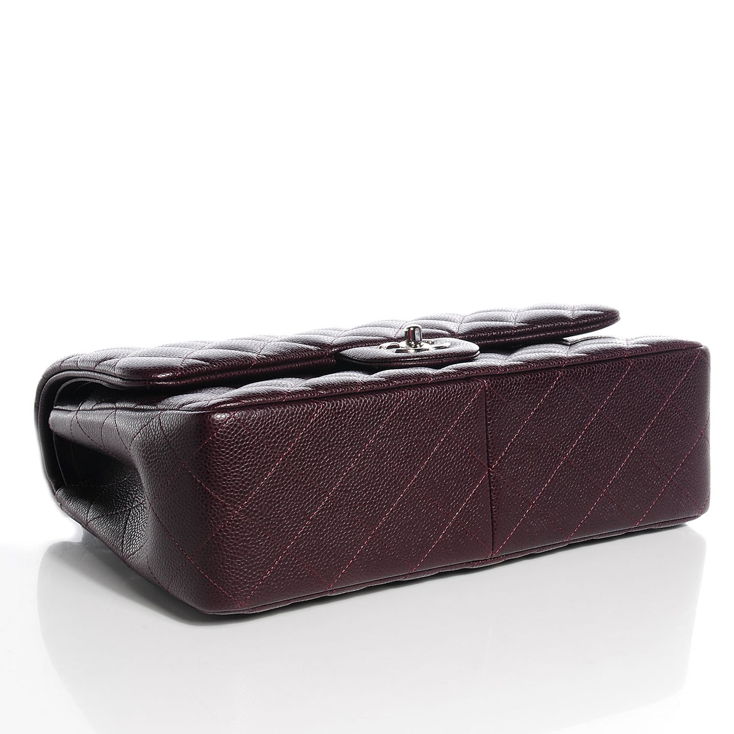 Caviar Quilted Jumbo Double Flap Burgundy