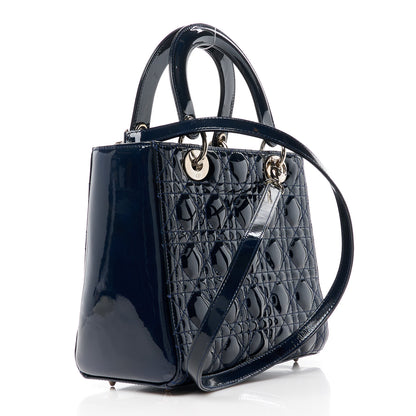 Christian Dior Patent Cannage Medium Lady Dior Navy Blue 3 of 10
