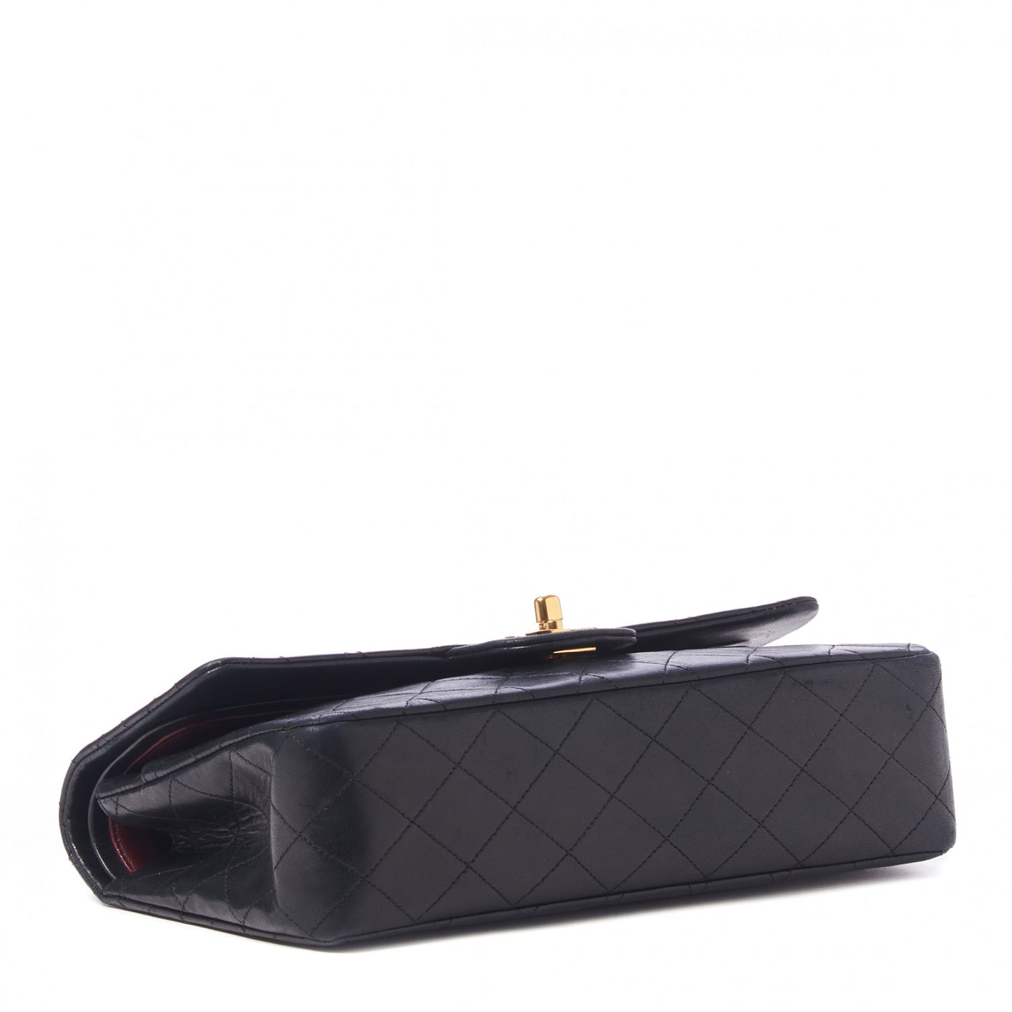 Lambskin Quilted Medium Double Flap Black