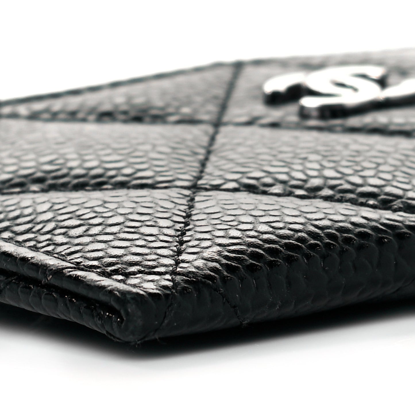 Caviar Quilted Card Holder Black