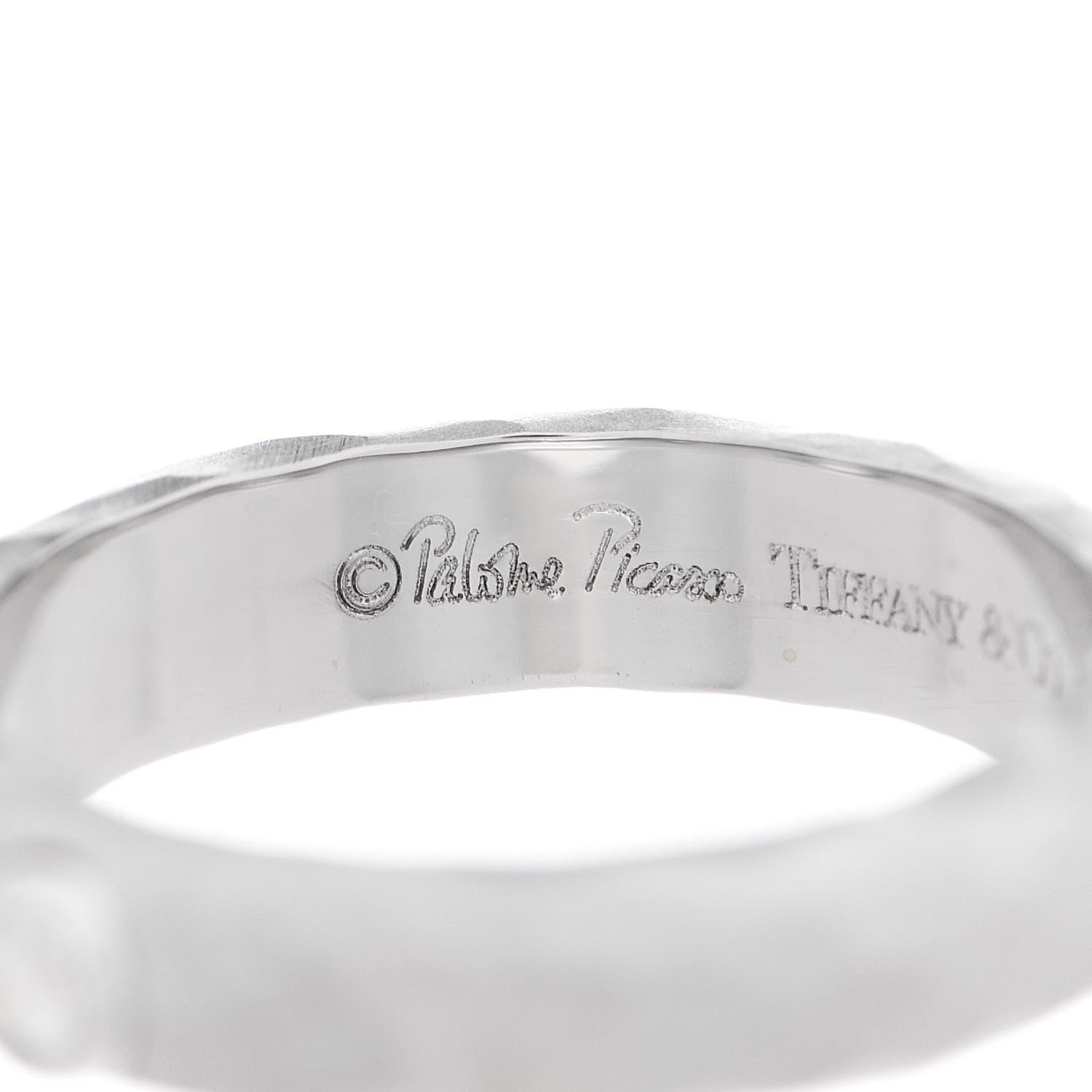 Tiffany 18K White Gold Diamond Paloma Picasso Hammered Ring 52 6 4 of 7