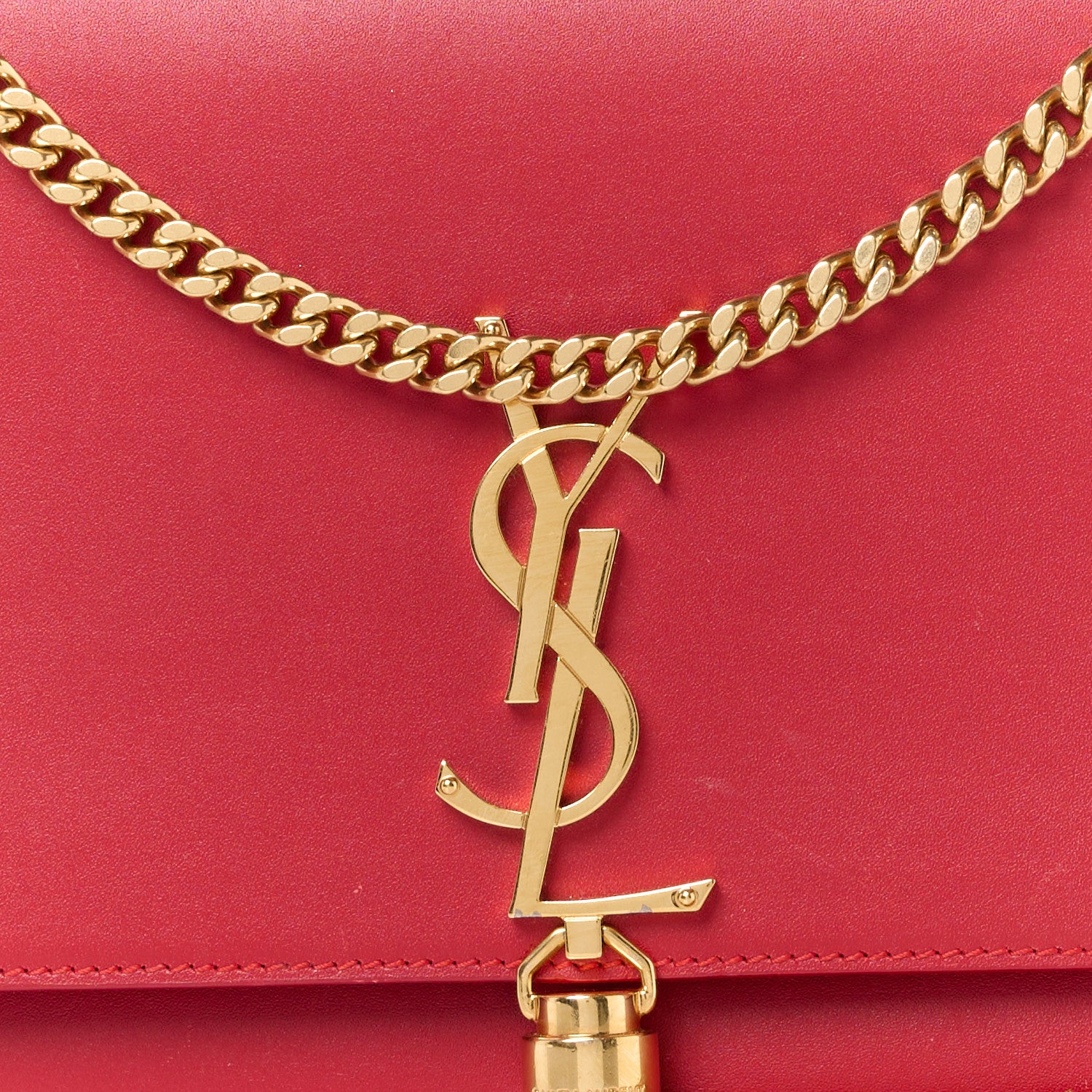 Saint Laurent Smooth Calfskin Medium Classic Monogram Kate Tassel Satchel Lipstick Red 9 of 11