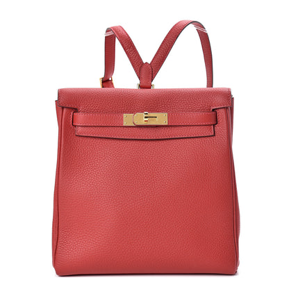 Hermes Taurillon Clemence Kelly Ado Backpack Rouge Casaque 1 of 11