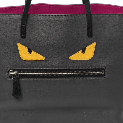 Fendi Vitello Elite Cuoio Monster Buggies Medium Roll Tote Carbone Black Multicolor Magenta 8 of 11