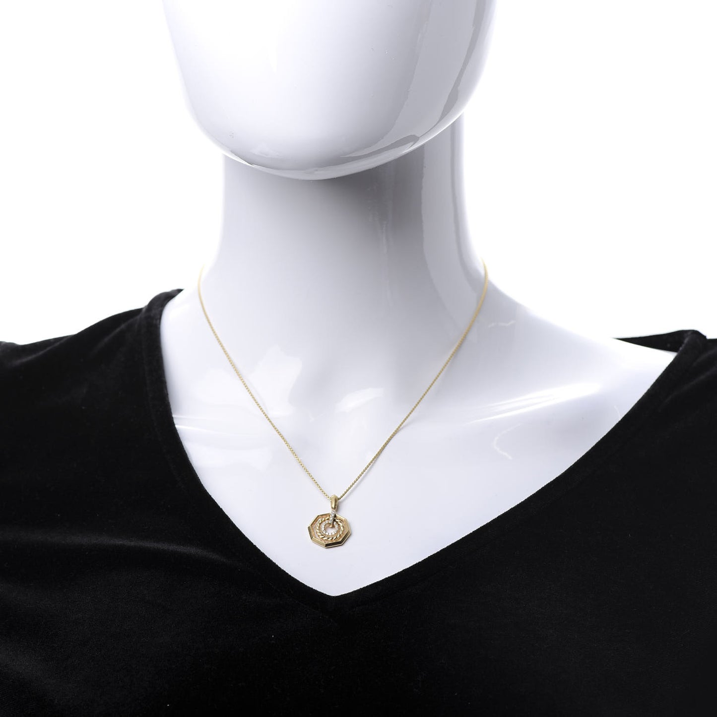 18K Yellow Gold Diamond 16mm Stax Pendant Necklace