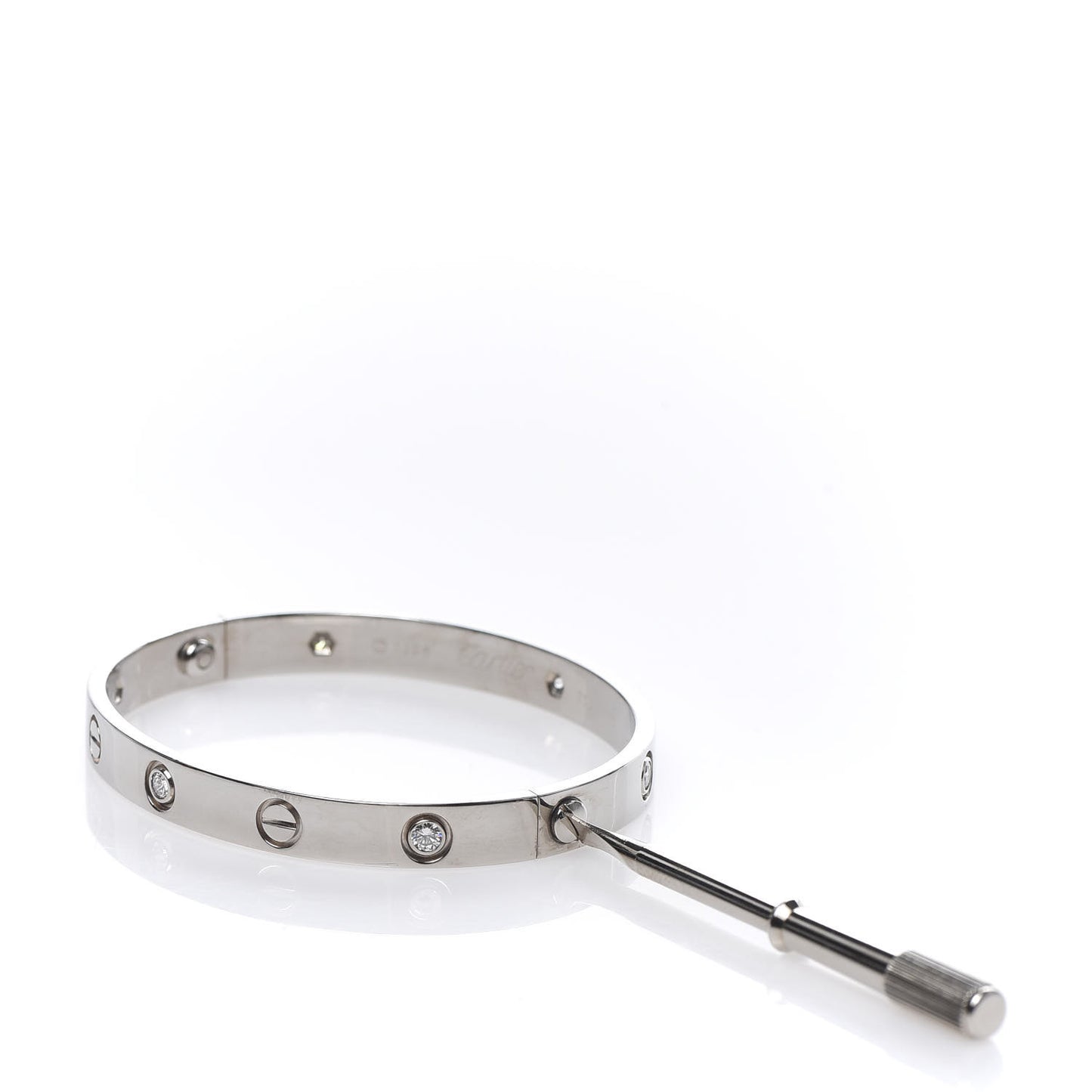 18K White Gold 6 Diamond LOVE Bracelet 16