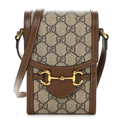 Gucci GG Supreme Monogram Mini Horsebit 1955 Crossbody Bag Beige Brown Sugar 1 of 11