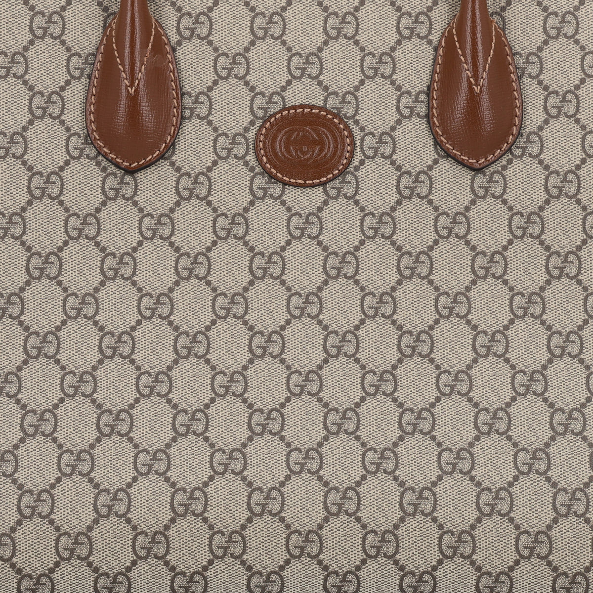 Gucci GG Supreme Monogram Azalea Calfskin Small Retro Interlocking G Tote Bag Beige Ebony Brown Sugar 5 of 10