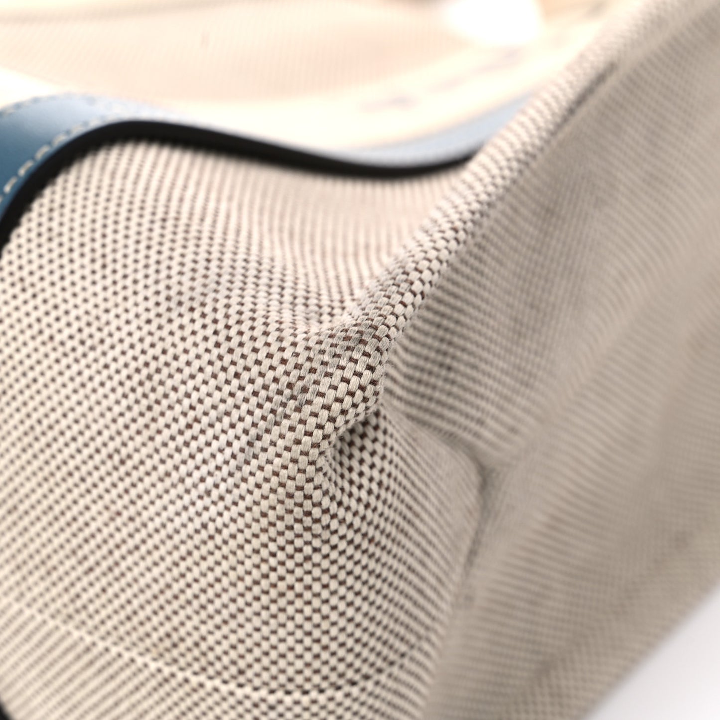 Cotton Calfskin Medium Woody Ribbon Tote White Blue