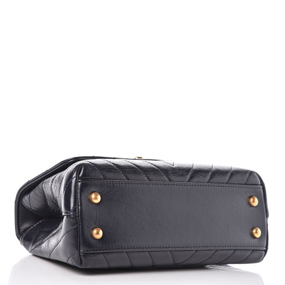 Chanel Calfskin Chevron Quilted Mini Coco Handle Flap Blue 4 of 10