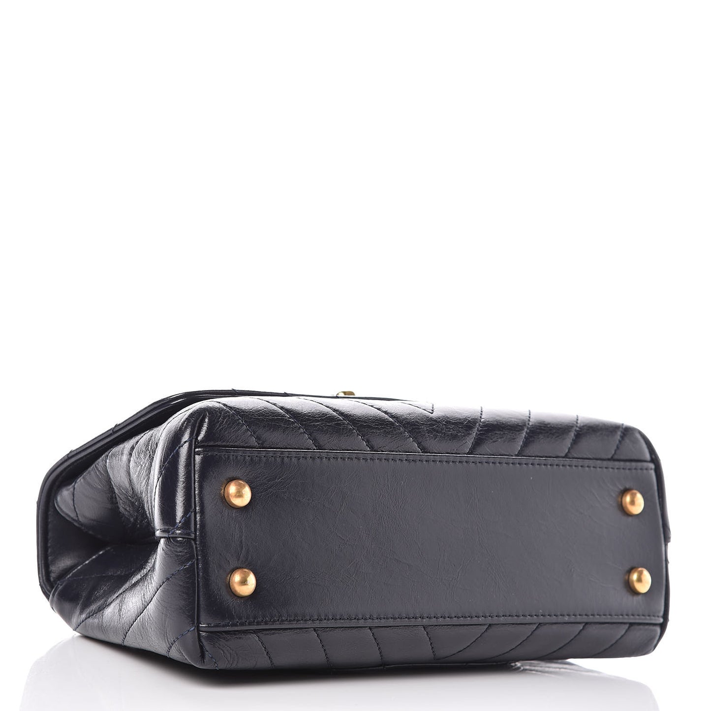 Calfskin Chevron Quilted Mini Coco Handle Flap Blue