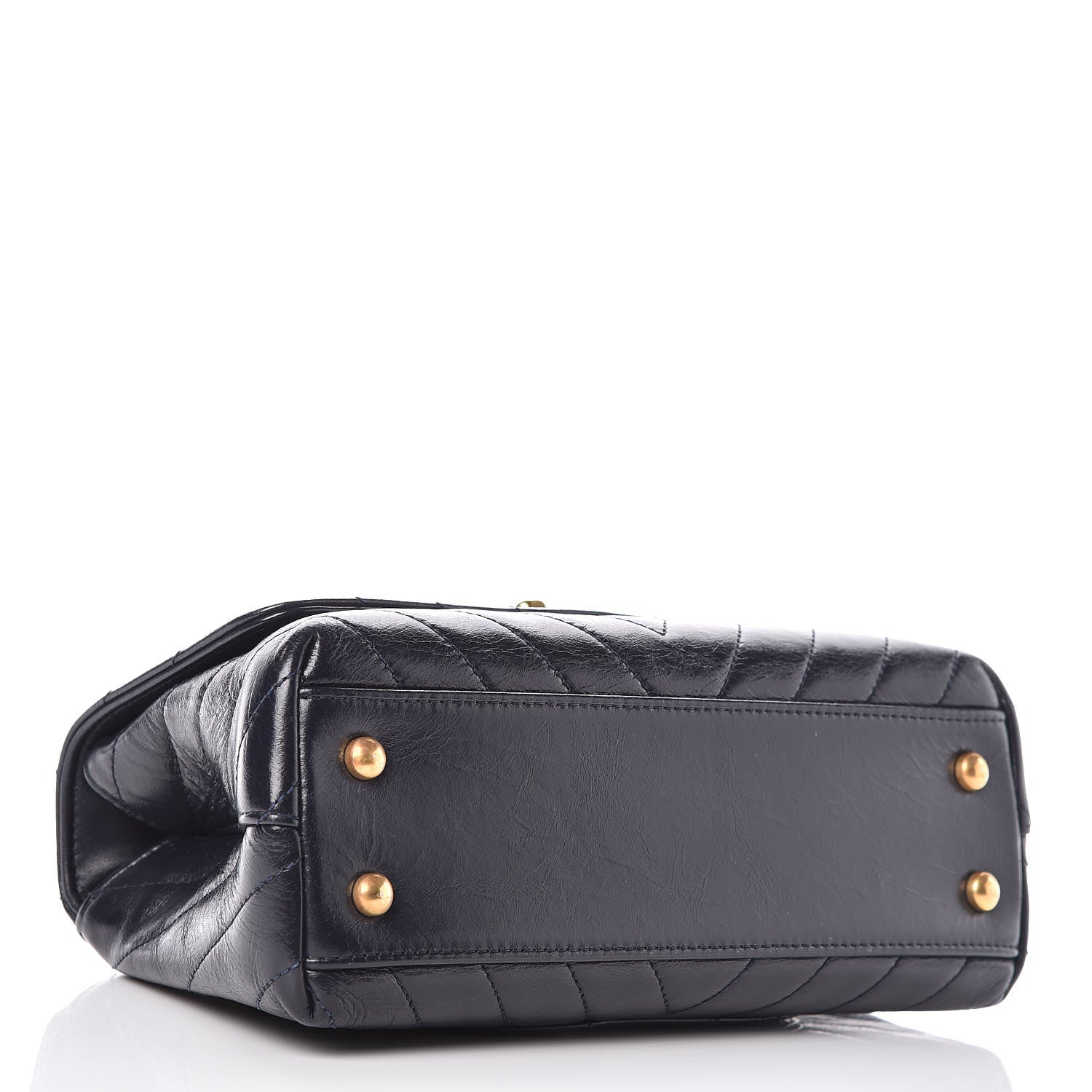 Chanel Calfskin Chevron Quilted Mini Coco Handle Flap Blue 4 of 10