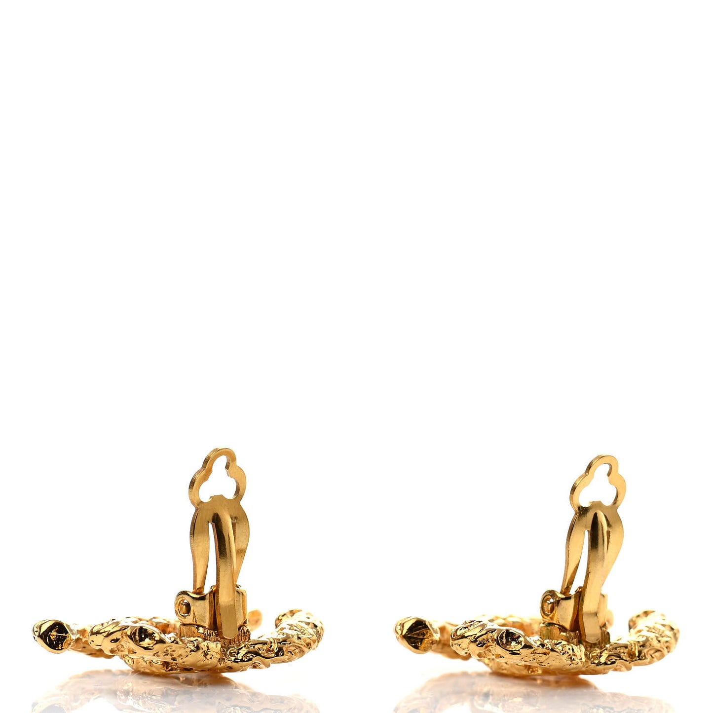 Textured CC Clip On Earrings Gold