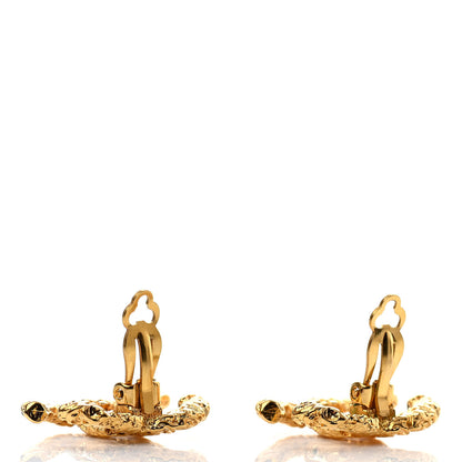 Chanel Textured CC Clip On Earrings Gold 3 of 5